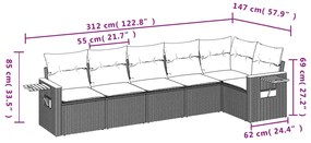 vidaXL Σετ Καναπέ Κήπου 6 τεμ. Μπεζ Συνθετικό Ρατάν με Μαξιλάρια