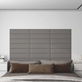 vidaXL Πάνελ Τοίχου 12 τεμ. Ανοιχτό Γκρι 60x15 εκ. 1,08 μ² Υφασμάτινα