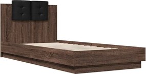 vidaXL Πλαίσιο Κρεβατιού με Κεφαλάρι Καφέ Δρυς 90x200 εκ. Επεξ. Ξύλο