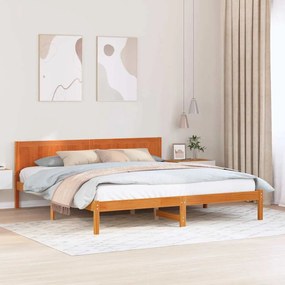 vidaXL Σκελετός Κρεβατιού Καφέ 200 x 200 cm Μασίφ ξύλο πεύκου