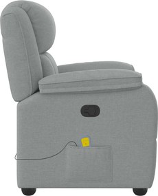 vidaXL Πολυθρόνα Μασάζ Ανακλινόμενη Ανοιχτό Γκρι Υφασμάτινη