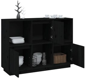 vidaXL Ντουλάπι Μαύρος 110,5x35x80 εκ. από Μασίφ Ξύλο Πεύκου