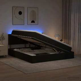 vidaXL LED Κρεβάτι αποθήκευσης με στρώμα Μαύρο 140 x 190 cm Ύφασμα
