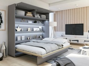 Κρεβάτι - ντουλάπα Concept Pro Lenart AH115, Διπλό, Γκρι, 160x200, Πλαστικοποιημένη μοριοσανίδα, Τάβλες για Κρεβάτι, 188x211x177cm, 165 kg