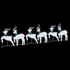 vidaXL LED Ελάφια 6 pcs Ασημί ύφασμα