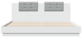 Πλαίσιο Κρεβατιού με Κεφαλάρι Λευκό 180x200εκ. Μασίφ Επεξ. Ξύλο - Λευκό