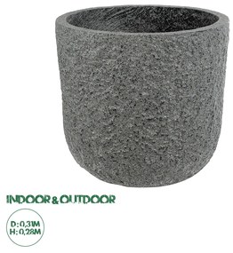 GloboStar® Artificial Garden ERICE 20758 Επιδαπέδιο Πολυεστερικό Τσιμεντένιο Κασπώ Γλάστρα - Flower Pot Γκρι Φ31 x Υ28cm