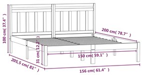 ΠΛΑΙΣΙΟ ΚΡΕΒΑΤΙΟΥ 150 X 200 ΕΚ. ΑΠΟ ΜΑΣΙΦ ΞΥΛΟ 5FT KING SIZE 3100594