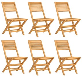 Καρέκλες Κήπου Πτυσσόμενες 6 τεμ. 47x62x90 εκ. Μασίφ Ξύλο Teak - Καφέ
