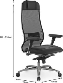 Καρέκλα γραφείου Samurai L1-2D Megapap εργονομική με ύφασμα TS Mesh και τεχνόδερμα χρώμα μαύρο 69x70x122/130εκ.