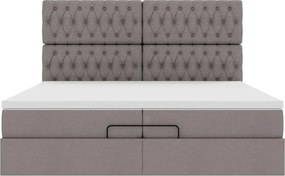 vidaXL Οθωμανικό κρεβάτι με στρώματα Taupe 200x200cm ύφασμα