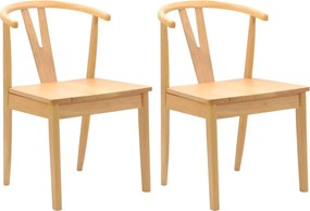 vidaXL Καρέκλα τραπεζαρίας 2 pcs Φυσικό Στερεό Ξύλο Ραβέντι