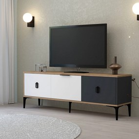Έπιπλο Τηλεόρασης Δρυς / Λευκό / Ανθρακί GRIBRE 150x35x18