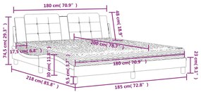 Κρεβάτι με Στρώμα Μαύρο 180x200 εκ. από Συνθετικό δέρμα - Λευκό