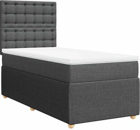 vidaXL Κρεβάτι Boxspring με Στρώμα Σκούρο Γκρι 80x200 εκ. Υφασμάτινο