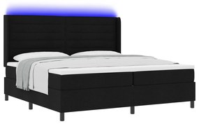 vidaXL Κρεβάτι Box Spring με Στρώμα & LED Μαύρο 200x200 εκ Ύφασμα