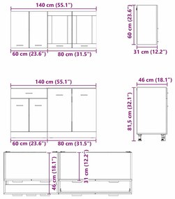 vidaXL μονάδα κουζίνας Lyon 4 pcs Καπνισμένο Ξύλο Δρυός
