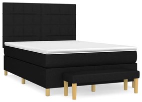 vidaXL Κρεβάτι Boxspring με Στρώμα Μαύρο 140x190 εκ. Υφασμάτινο