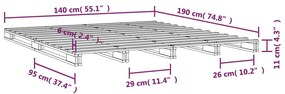 Κρεβάτι από Παλέτες Μαύρο 140 x 190 εκ. από Μασίφ Ξύλο Πεύκου - Μαύρο