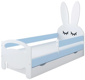 Κρεβάτι  Bunnie με Συρτάρι + Προστατευτικό White + Blue  80x180cm  BC60022 BabyCute (Δώρο το Στρώμα)