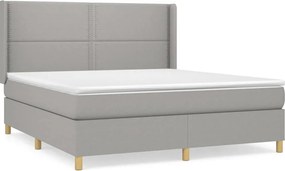 vidaXL Κρεβάτι Boxspring με Στρώμα Ανοιχτό Γκρι 180x200 εκ. Υφασμάτινο