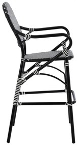 Σκαμπό Αλουμινίου Bamboo Look Με Wicker Μαύρο Λευκό 56x60x126 Εκ.