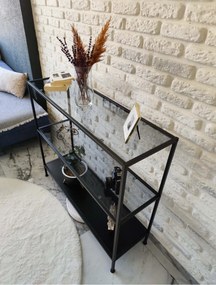 Stewehome Μοντέρνα κονσόλα με ράφι και διαφανές γυαλί για γωνία καφέ 100x90x90 cm