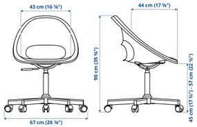 LOBERGET/MALSKAR περιστρεφόμενη καρέκλα με μαξιλάρι 395.533.68