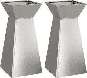 vidaXL Γλάστρα Πυλώνας 2 τμχ. Ασημί 35 x 35 x 73 εκ.