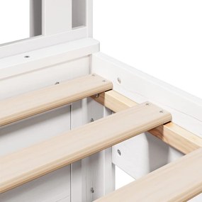 Κρεβάτι Βιβλιοθήκη Χωρίς Στρώμα 100x200 εκ. Μασίφ Ξύλο Πεύκο - Λευκό