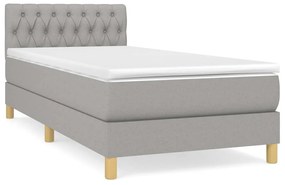 vidaXL Κρεβάτι Boxspring με Στρώμα Ανοιχτό Γκρι 100x200 εκ. Υφασμάτινο