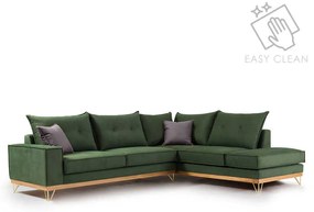 Γωνιακός καναπές αριστερή γωνία Luxury II pakoworld ύφασμα κυπαρισσί-ανθρακί 290x235x95εκ