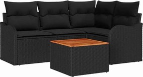 vidaXL Σετ Καναπέ Κήπου με αποθήκευση 5 pcs Μαύρο συνθετικό ρατάν