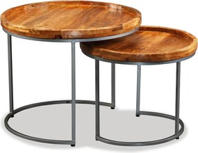 vidaXL Σετ Βοηθητικά Τραπεζάκια 2 τεμ. από Μασίφ Ξύλο Μάνγκο