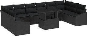 vidaXL Σετ Καναπέ με μαξιλάρι 11 pcs Μαύρο συνθετικό ρατάν