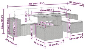 Σετ Καναπέ Κήπου 6 τεμ. Μπεζ Συνθετικό Ρατάν με Μαξιλάρια - Μπεζ