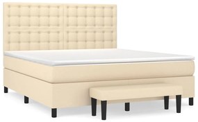 Κρεβάτι Boxspring με Στρώμα Κρεμ 180x200 εκ. Υφασμάτινο - Κρεμ