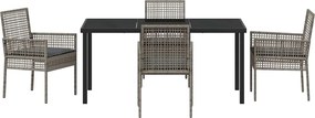vidaXL Σέτ φαγητού για κήπο 5 pcs Γκρι συνθετικό ρατάν