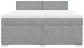 vidaXL Κρεβάτι Boxspring με Στρώμα Ανοιχτό Γκρι 180x200 εκ. Υφασμάτινο