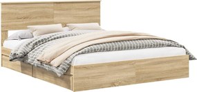 vidaXL Κρεβάτι Αποθήκης Δρύς Sonoma 160 x 200 cm Επεξεργασμένο ξύλο