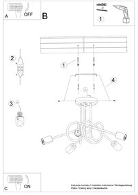 Sollux Φωτιστικό οροφής LOOP 5 μαύρο,ατσάλι,Ε27 5xmax 15W LED