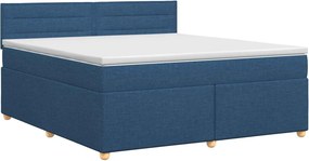 vidaXL Κρεβάτι box spring με στρώμα Μπλε 140 x 200 cm Ύφασμα