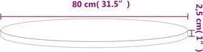 vidaXL Επιφάνεια Τραπεζιού Στρογγυλή Ø80x2,5 εκ. Μασίφ Ξύλο Οξιάς