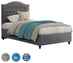 ΚΡΕΒΑΤΙ MALENA ΑΠΟ ΓΚΡΙ ΒΕΛΟΥΔΟ HM651.10 ΓΙΑ ΣΤΡΩΜΑ 90x200 εκ.