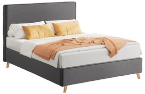 ΚΡΕΒΑΤΙ INDRA ΑΠΟ ΓΚΡΙ ΥΦΑΣΜΑ &amp; ΣΚ. ΓΚΡΙ ΡΕΛΙ HM662.01 ΓΙΑ ΣΤΡΩΜΑ 160x200 EK.