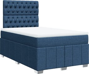 vidaXL Κρεβάτι Boxspring με Στρώμα Μπλε 120x190 εκ. Υφασμάτινο