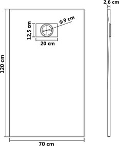 vidaXL Βάση Ντουζιέρας Λευκή 120 x 70 εκ. από SMC