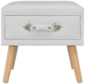 vidaXL Κομοδίνο Λευκό 40 x 35 x 40 εκ. από Συνθετικό Δέρμα