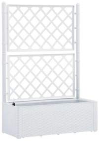 vidaXL Ζαρντινιέρα Κήπου Λευκή με Καφασωτό και Αυτόματο Πότισμα