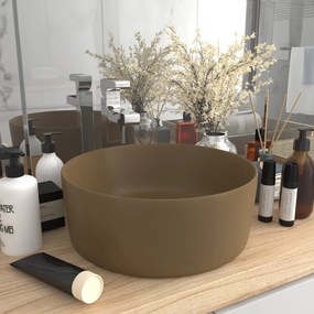 vidaXL Νιπτήρας Πολυτελής Στρογγυλός Κρεμ Ματ 40 x 15 εκ. Κεραμικός